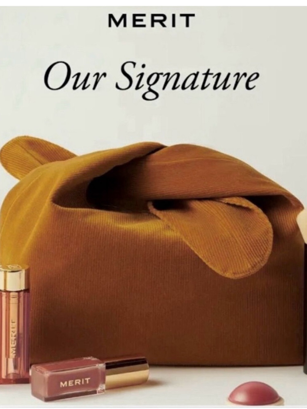 Merit Mustard Brown Corduroy Makeup Bag